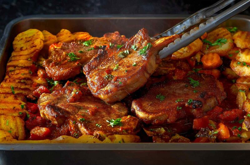 Μπριζόλες ζουμερές στο φούρνο με πατάτες και λαχανικά, με μυστικά που κάνουν τη διαφορά!!!