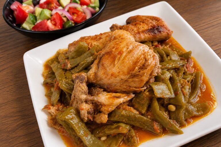 Κοτόπουλο με φρέσκα φασολάκια στην κατσαρόλα