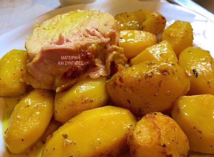 Ρολό κοτόπουλο με πατάτες στο φούρνο