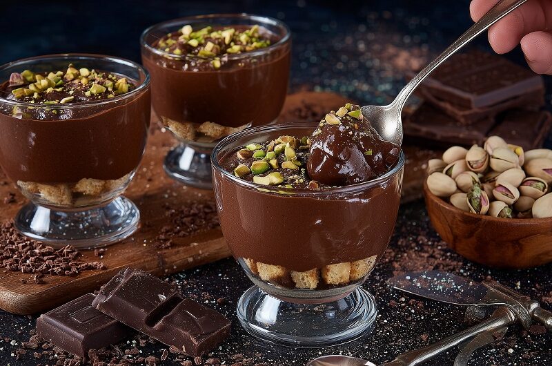 Εύκολη σοκολατένια πουτίγκα με τσουρέκι!