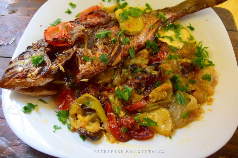 Τσιπούρα στο φούρνο, με λαχανικά