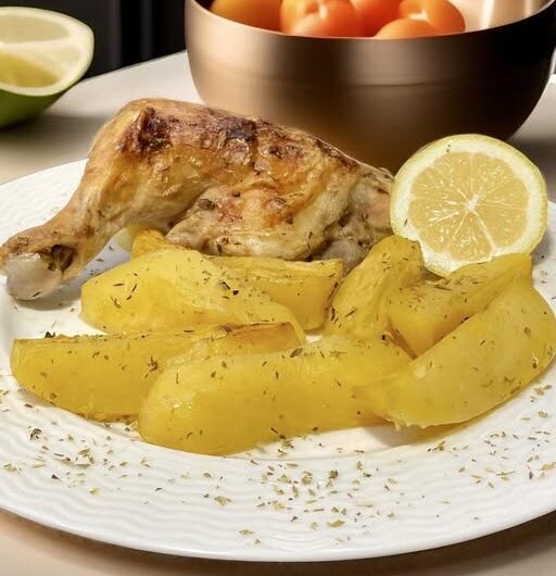 Ζουμερό κοτόπουλο στο φούρνο, με πατάτες